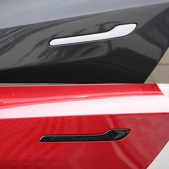 Automobilių Durų Rankena Wrap Nustatyti Raštas Lipdukai Tesla Modelis 3, Durų Rankena 3D Lipdukas, Automobilių Reikmenys 4Pcs (Baltas)