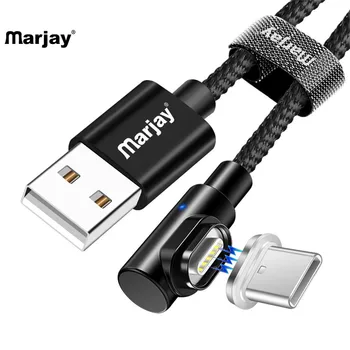 Marjay Magnetinio C Tipo Kabelis USB C Įkroviklio Kabeliai Xiaomi Magnetinio USB C Tipo 90 Laipsnių USB Laidas, Greito Įkrovimo Samsung