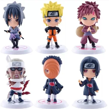 6Pcs Naruto Lėlės Kawaii Veiksmų Skaičius, Anime Pav Anime Vaikų Dovanos Naruto Sasuke