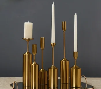 Paprasta Akimirkų, Metalo, Aukso spalvos Žvakių Laikikliai Aukštos Kokybės Ramstis Vestuvių Namų Puošybai Žvakidė JU32421