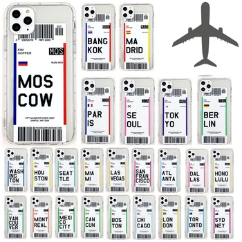 Mados lėktuvų Bilietai, Telefono dėklas skirtas iPhone 12 Mini Pro Max lėktuvo bilietą, Minkštas TPUcover