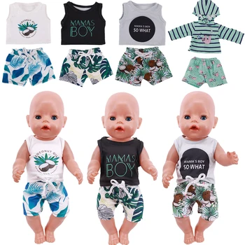Lėlės Drabužių Vasaros trumpomis rankovėmis kostiumas 18 Colių Amerikos&43CM Reborn Baby Naujas Born Lėlės ,Mergina Rusijos Lėlės 