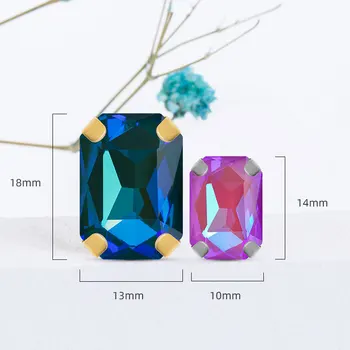 Aukštos Kokybės Aštuonkampis Formos Siuvimo dėl kalnų krištolas Su Nagais Mocha Fluorescencijos Bright Crystal Suknelė Apdailos Mygtukai