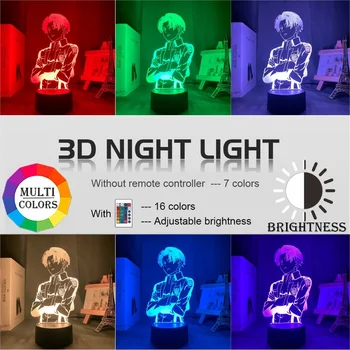 Naujas Akrilo 3d LED Nakties Šviesos Anime Ataka Titan Eren Yeager Levi Akermano Stalo Lempa Palieskite Jutiklio naktinė lempa Dovana Vaikams
