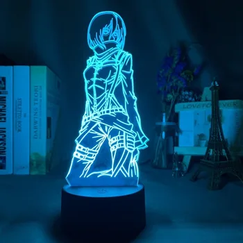 Naujas Akrilo 3d LED Nakties Šviesos Anime Ataka Titan Eren Yeager Levi Akermano Stalo Lempa Palieskite Jutiklio naktinė lempa Dovana Vaikams