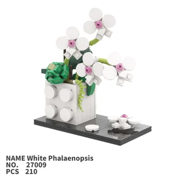 LIEHUO PLYTAS Baltas phalaenopsis gėlių, Augalų blokai kūrėjas Suaugusiųjų kūrimo bloką, žaislai