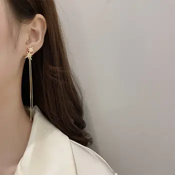 Amembic star kutais grandinės auskarai 2021 naujas stilingas interneto įžymybė auskarai moterims, su ilgu veido ir plonas ausis