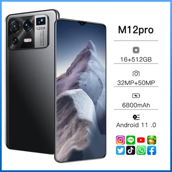 Išmanusis telefonas Xiao M12 Pro Pasaulinė Versija MTK6889 16 GB+512 GB 6.7 Colių 5G 10 Core paramos Nano Dual SIM Card +Micro SD mobilusis telefonas