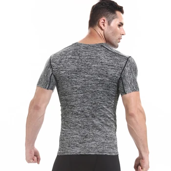 J2483 -fitneso Treniruotės vyrams trumpomis rankovėmis marškinėliai vyrams šilumos raumenų kultūrizmo dėvėti suspaudimo Elastinga Slim naudotis drabužiai