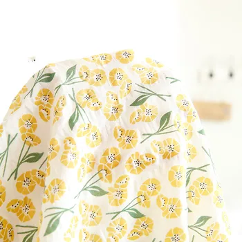 Medvilnės Audinio Atspausdintas Geltona Gėlių Pavasario ir vasaros drabužių medžiagos vertus-pagaminti marškinėliai, sijonas audinys