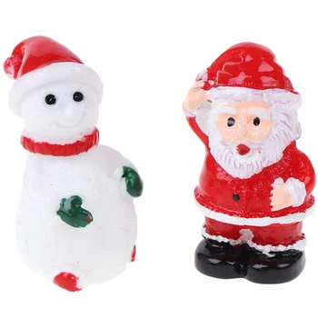 Derva Miniatiūriniai Kalėdų Santa Claus Snowmen Terariumai Priedai Micro Pasakų Sodo Figūrėlės Doll House Dekoro