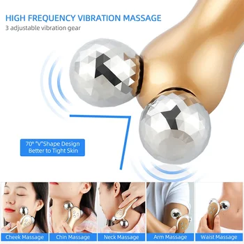 Vibracija Massager 3D V Veido Roller Masažas, Veido Kėlimo Stangrinantis viso Kūno Lieknėjimas 360 Sukasi Minkymo Raukšlių šalinimas, Odos