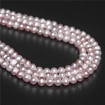 6-6.5 mm Natūralios Baltos spalvos Gėlavandenių Perlų Karoliukai Netaisyklingos Apvalios Dirbtiniu būdu išaugintų Perlų, 