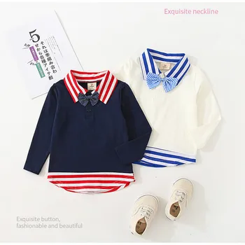 Kūdikių Long Sleeve T Shirt 2021 M. Pavasarį Vaikų Clothiing Vaikas peteliškę Dirbtiniais Dviejų dalių Viršūnes Juostelės Kratinys Basic Marškinėliai Berniukams
