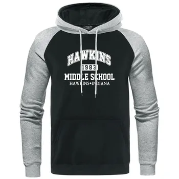 Svetimas dalykų Hawkins vidurinės Mokyklos Hoodies Vyrų Raglan Palaidinukė Fitneso Puloveris Mens Rudenį Vilnos Streetwear Atsitiktinis Hoody