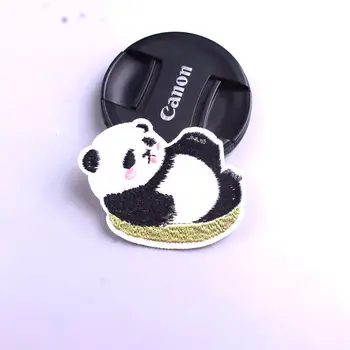 Panda Dydis:6.2x4.7cm Pleistras Ženklelis Išsiuvinėti Mielas Emblemos Hipių Geležies Vaikams, Cartoon Drabužių Appliques Lipdukai