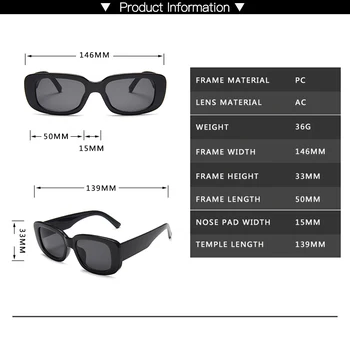 2021 Naujas Mados Vintage Akiniai nuo saulės Moterims Prekės ženklo Dizaineris Retro Sunglass Stačiakampio Saulės Akiniai Moterų UV400 Lens Eyewears