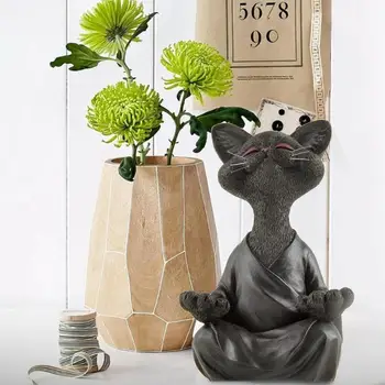Naujas Įnoringas Juoda Buda Katės Statulėlės, Meditacija, Joga Kolekcines, Happy Cat Dekoro Meno Skulptūrų Sodas Statulos Namų Dekoro