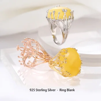 Naujas Heteromorphic Baroko 925 Sterlingas Sidabro Žiedas Tuščias Tuščias Dėklas Inkrustacijos Kristalų, Turkio Gamtos Perlas 