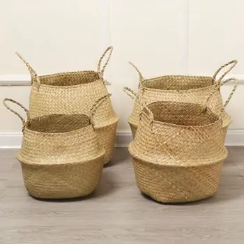 Seagrass Vazonas Krepšelį Pinti Dirbiniai Saugojimo Krepšys Kabo Sodinamoji Sodo Gėlių Vaza Rankų Darbo Augalų Krepšelį Vytelių Basketwall