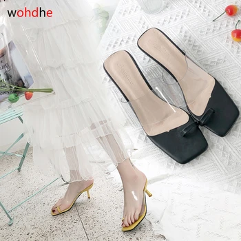 Wohdhe moterų šlepetės aišku, skaidrios pvc sandalai fifo elegantiškas moteris, vasarą batai skaidrės