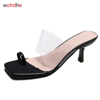 Wohdhe moterų šlepetės aišku, skaidrios pvc sandalai fifo elegantiškas moteris, vasarą batai skaidrės
