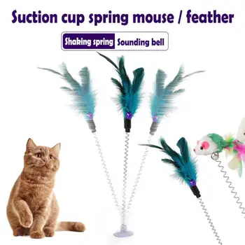 Atsitiktinės Spalvos Plastiko Kačių Žaislai Plunksnų Funny Cat Pelės Forma 20 x 10cm False Pelės Pet products Apačioje Gyvis Elastinga 1PC