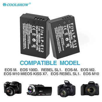 LP-E12 LPE12 E12 Baterija Canon EOS Kiss X7 EOS M M10 M50 M100 100D Rebel SL1 e12 1200mah Fotoaparato Baterijos