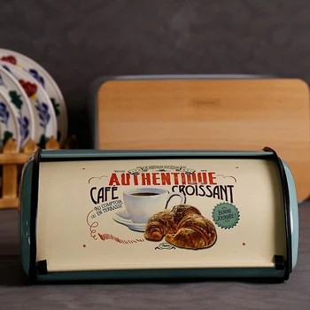 Prancūzijos Derliaus Duonos Dėžutės Saugojimo Bin Naujinimų paketą Viršuje Šviesiai Pilka spalva Smulkūs Milteliai Dengtos Duona Geležies Užkandis Dėžės, Virtuvės, Namų Dekoro