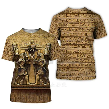 Paslaptingas retro senovės namas Egiptas totem 3d atspausdintas t-shirt 2021 m. vasaros vyrų ir moterų Harajuku trumpomis rankovėmis