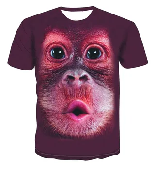 2021 Vasaros 3D atspausdintas gyvūnų beždžionių gorilos trumparankoviai juokinga dizaino atsitiktinis negabaritinių viršuje T-shirt vyrams