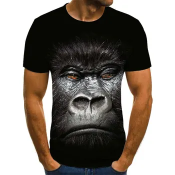 2021 Vasaros 3D atspausdintas gyvūnų beždžionių gorilos trumparankoviai juokinga dizaino atsitiktinis negabaritinių viršuje T-shirt vyrams
