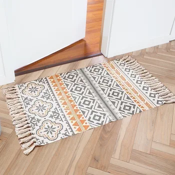 Šiaurės medvilnės ir lino grindų kilimėliai etninės stiliaus kilimas durų žengia kilimėliai prie durų miegamojo balkonas neslidus kilimėlis namų Bohemijos