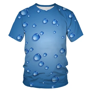 Vasarą vėsu ir kvėpuojantis vyriški T-shirt 3D spausdinimo vandens lašas ice cube grafika mados gatvė Harajuku cool T-shirt