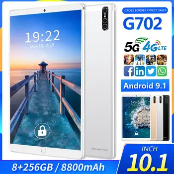 Pasaulinė versija Naujų 256G 10.1 colių G702 4G Telefonu tablet 8 256 GB ROM Android 9.1 8800mAh 1960 m.*1080 tablet PC