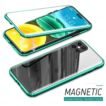 360 Magnetinio Adsorbcijos Metalo Case For iPhone 12 11 Pro XS Max X XR Dvipusis Stiklo Atveju iPhone 7 8 6s Plus SE 2020 Dangtis