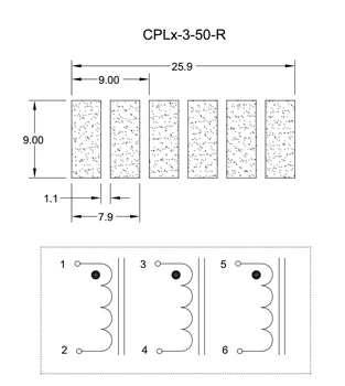Originalus naujas CPLA-3-50 aukštos srovės 40A ferito kartu induktyvumą, mažo pasipriešinimo 0.0005 3 fazių elektros 50nH per skirsnis