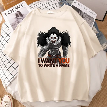 Death Note Spausdinimo Moteriški Marškinėliai Įrengtas Įgulos Kaklo Naujas Trumpomis Rankovėmis, Laisvi Paprastumo Streetwear Estetinės Didelis Dydis, T-Marškinėliai