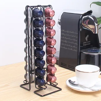 32 Puodeliai Kavos Pod Stovėti Nespresso Kapsulės Metalo Display Rack Kavinė Saugojimo Turėtojas Coffeeware