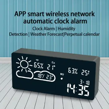LED Skaitmeninis Laikrodis-Žadintuvas Darbalaukio Lentelė Skaitmeniniu Termometru Ir Drėgmės Amžiną Kalendorių Funkcija, LED Apšvietimas Smart Home
