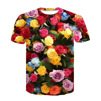 Marškinėliai Vyrams Gėlių Marškinėlius Hip-Hop Tee 3d Print T-shirt Cool Vyrų, moterų Drabužiai Atsitiktinis Viršūnes palaidinukė marškinėliai vyrams drabužius Viršūnės