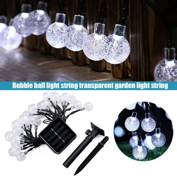 Saulės Energija Varomas Pasakų Šviesos Diodų (Led Bubble Ball Lempos String Grandinės Gatvės Kieme Dekoro Šalies Kalėdų Apšvietimo Styginių Lauko