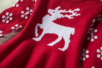Merginos Kalėdų Dress Mezgimo Megztinis Suknelė Mergaitėms Žiemos Dress Rudenį Visą Rankovės Briedžių, Elnių Spausdinimo Mergina Drabužius Naujųjų Metų