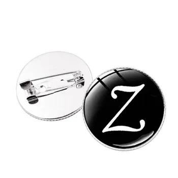 Meninio Dizaino A-Z 26 Anglų Raidžių Sagė Pradinis Pavadinimas Emblemos Aukštos Kokybės Rankų Darbo Paveikslėlis Stiklo Cabochon Atvartas Smeigtukai