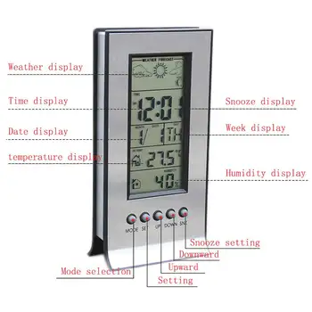 Skaitmeninis Termometras su Drėgmėmačiu LCD Elektroninių Lauko Temperatūros Patalpoje Drėgmė Stebėti Kambario Žadintuvas