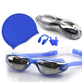 Profesionalūs Plaukimo akiniai Anti-Rūko UV reguliuojamas akinius plaukti akiniai suaugusiųjų Plaukimo kepuraitė ausų, Nosies clip rinkinys vyrams