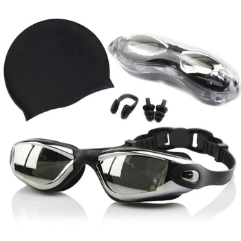 Profesionalūs Plaukimo akiniai Anti-Rūko UV reguliuojamas akinius plaukti akiniai suaugusiųjų Plaukimo kepuraitė ausų, Nosies clip rinkinys vyrams