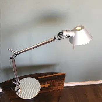 Sidabro stalo lempa Tolomeo LED dizainas stalo lempa Darbalaukio Aliuminio E27 Lanksčiai Reguliuojamas Akių Priežiūra Tyrimo biuro stalo lempa