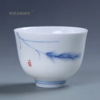 Dehua Keramikos Arbatos Puodelio vertus, dažytos balta porceliano arbatos rinkinys arbatos puodelio nostalgiškas kūrybos Kungfu Kinų stiliaus Meistras Taurės vieno puodelio