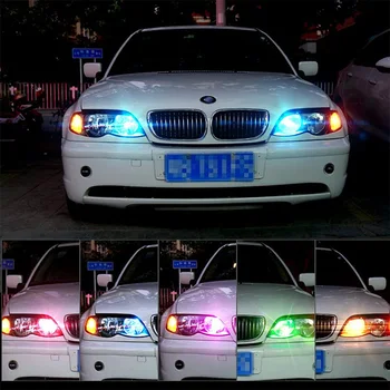 2VNT T10 RGB LED Lemputes, su Nuotolinio Valdymo W5W Blykstės Lempa Pakeisti Automobilio Salono Žemėlapis Dome Durų Licenciją Plokštelės Šviesos